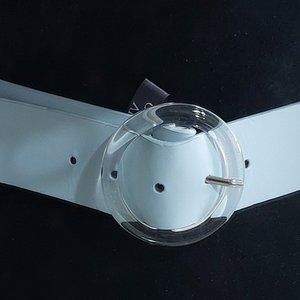 Vince Camuto White Belt with Transparent Buckle
